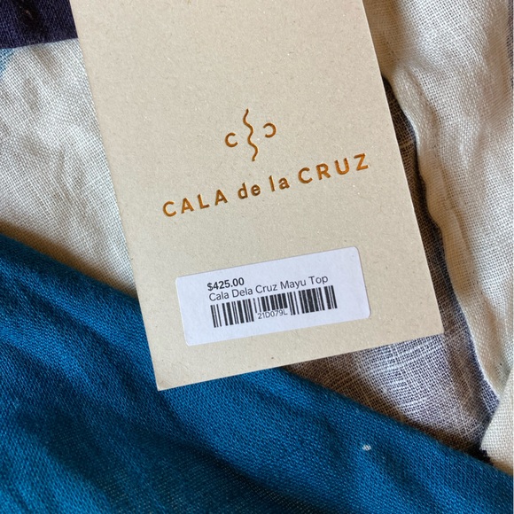 Stunning 100% linen new with tag Cala De La Cruz Mayu wrap top size large - Picture 11 of 16